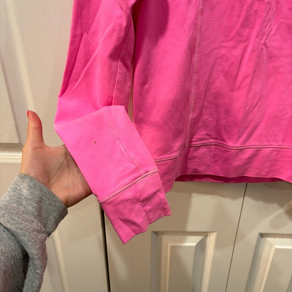 VS PINK Women’s Neon Pink V-Neck Quarter Zip Long Sleeve Sweater Top - size S - Picture 4 of 7